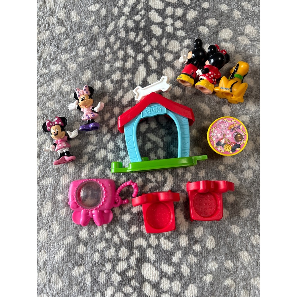 Disney Fisher-Price Little People Mickey Minnie Pluto Doghouse Toy Lot 10pc